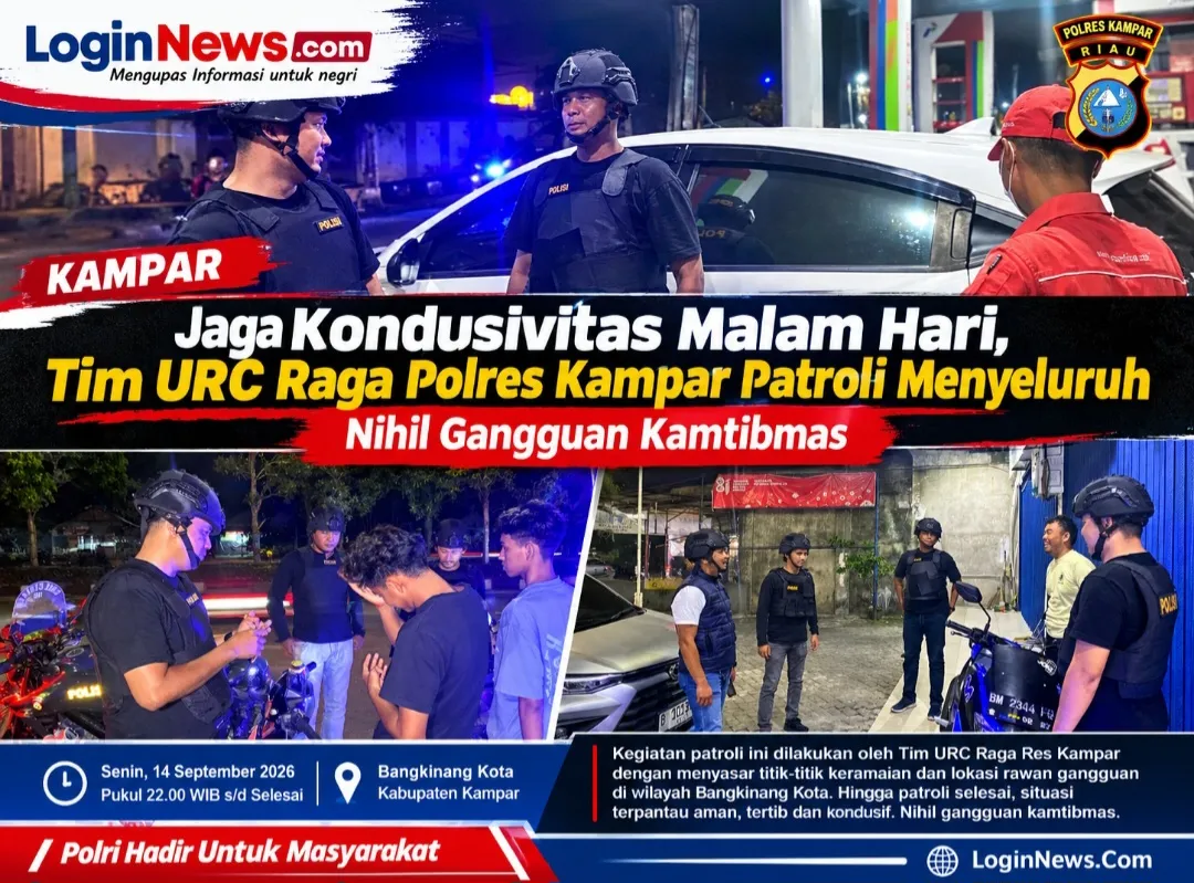 Jaga Kondusivitas Malam Hari, Tim URC Raga Polres Kampar Patroli Menyeluruh – Nihil Gangguan Kamtibmas