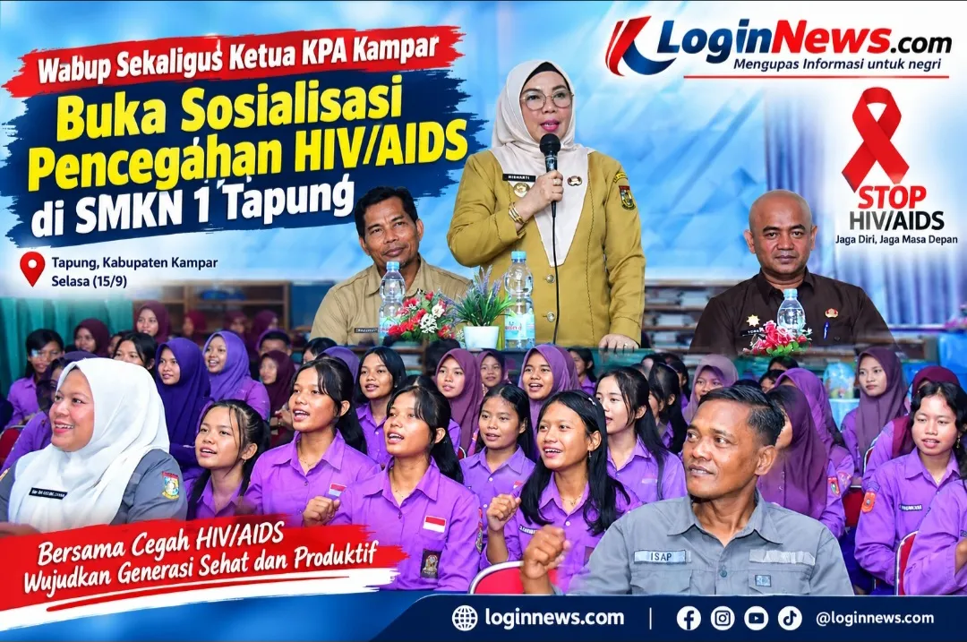 Wabup Sekaligus Ketua KPA Kampar Buka Sosialisasi Pencegahan HIV/AIDS di SMKN 1 Tapung