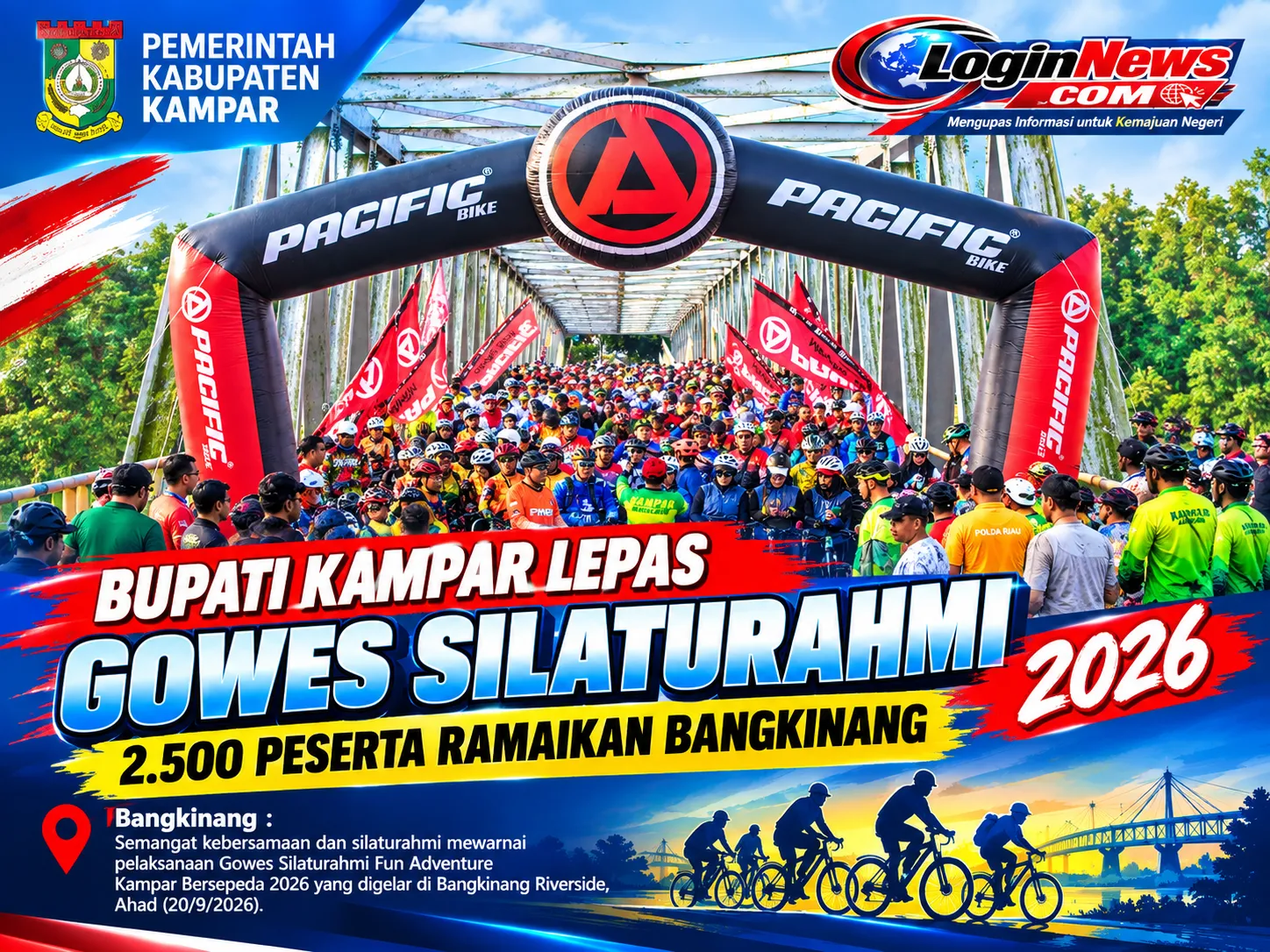 Bupati Kampar Lepas Gowes Silaturahmi 2026, 2.500 Peserta Ramaikan Bangkinang