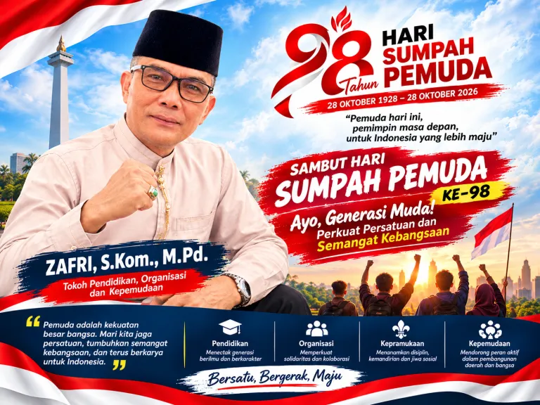 Sambut Hari Sumpah Pemuda ke-98, Zafri, S.Kom., M.Pd. Ajak Generasi Muda Perkuat Persatuan dan Semangat Kebangsaan