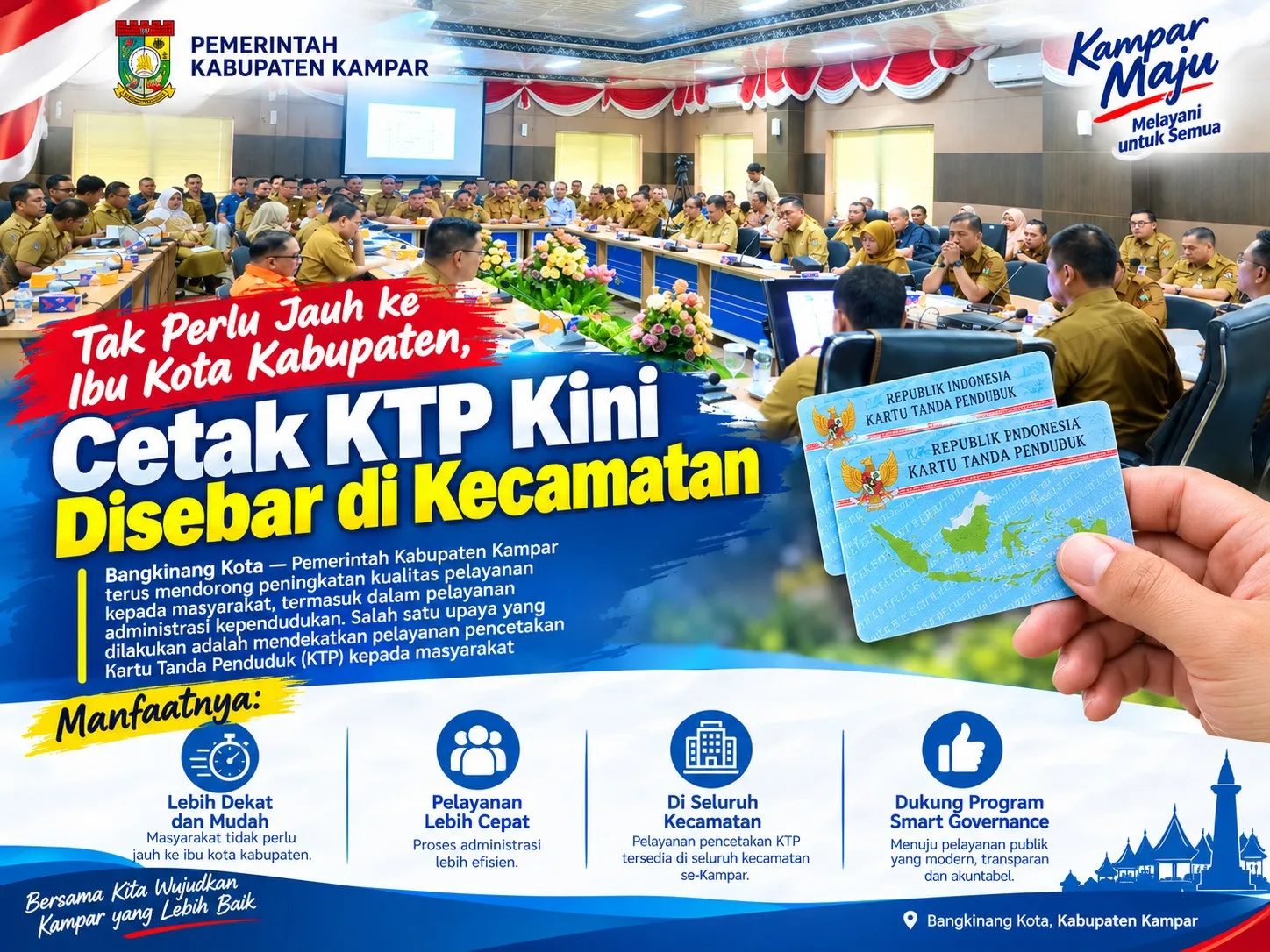 Tak Perlu Jauh ke Ibu Kota Kabupaten, Cetak KTP Kini Disebar di Kecamatan se-Kampar