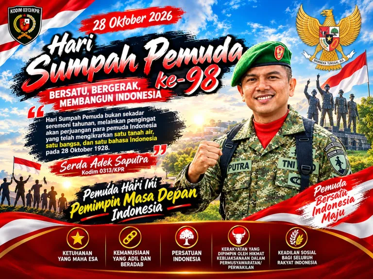 Serda Adek Saputra Kodim 0313/KPR Ajak Pemuda Kobarkan Semangat Persatuan di Hari Sumpah Pemuda ke-98